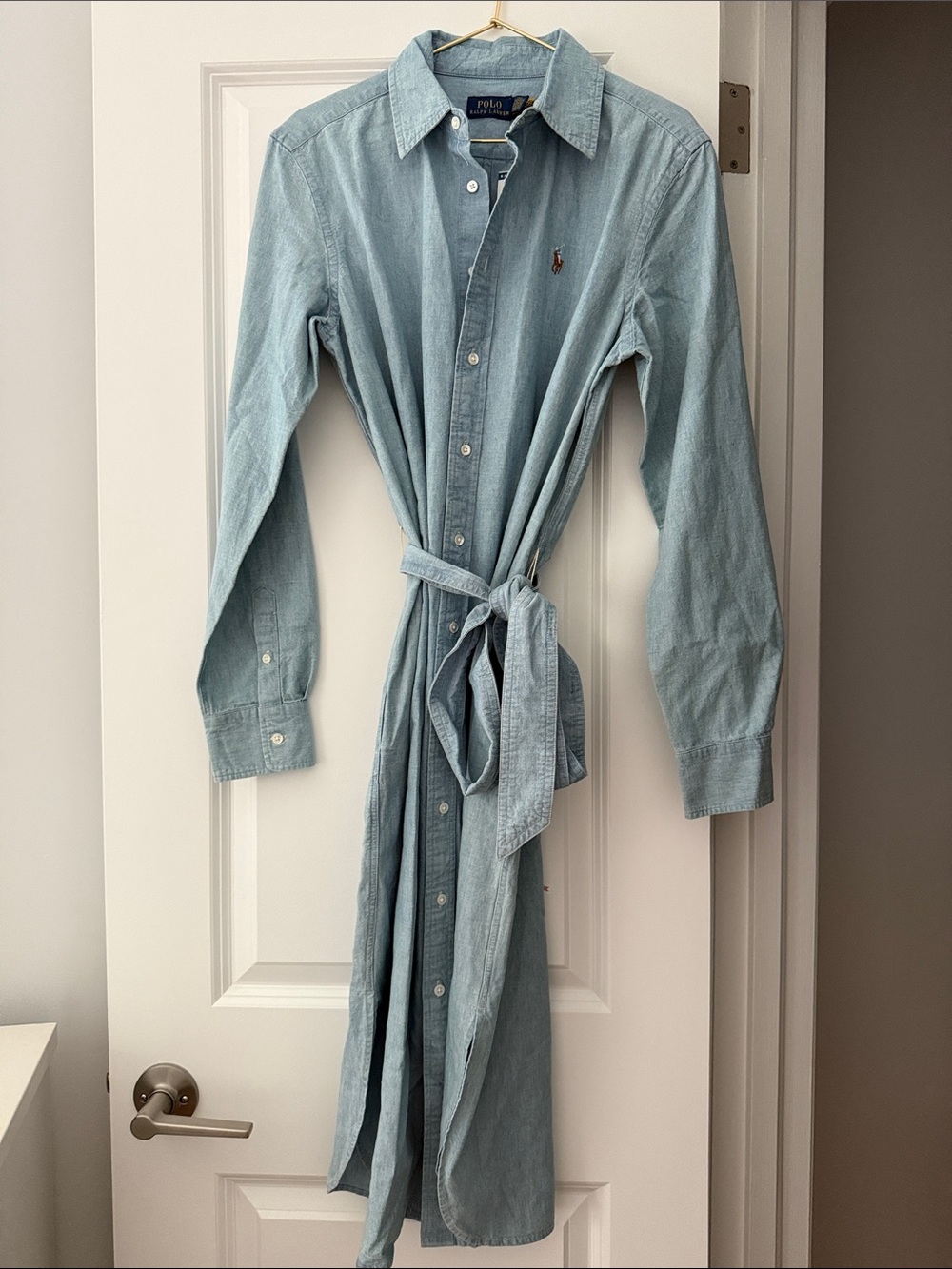 Polo by Ralph Lauren Light Wash Denim Button-Down Shirt Dress